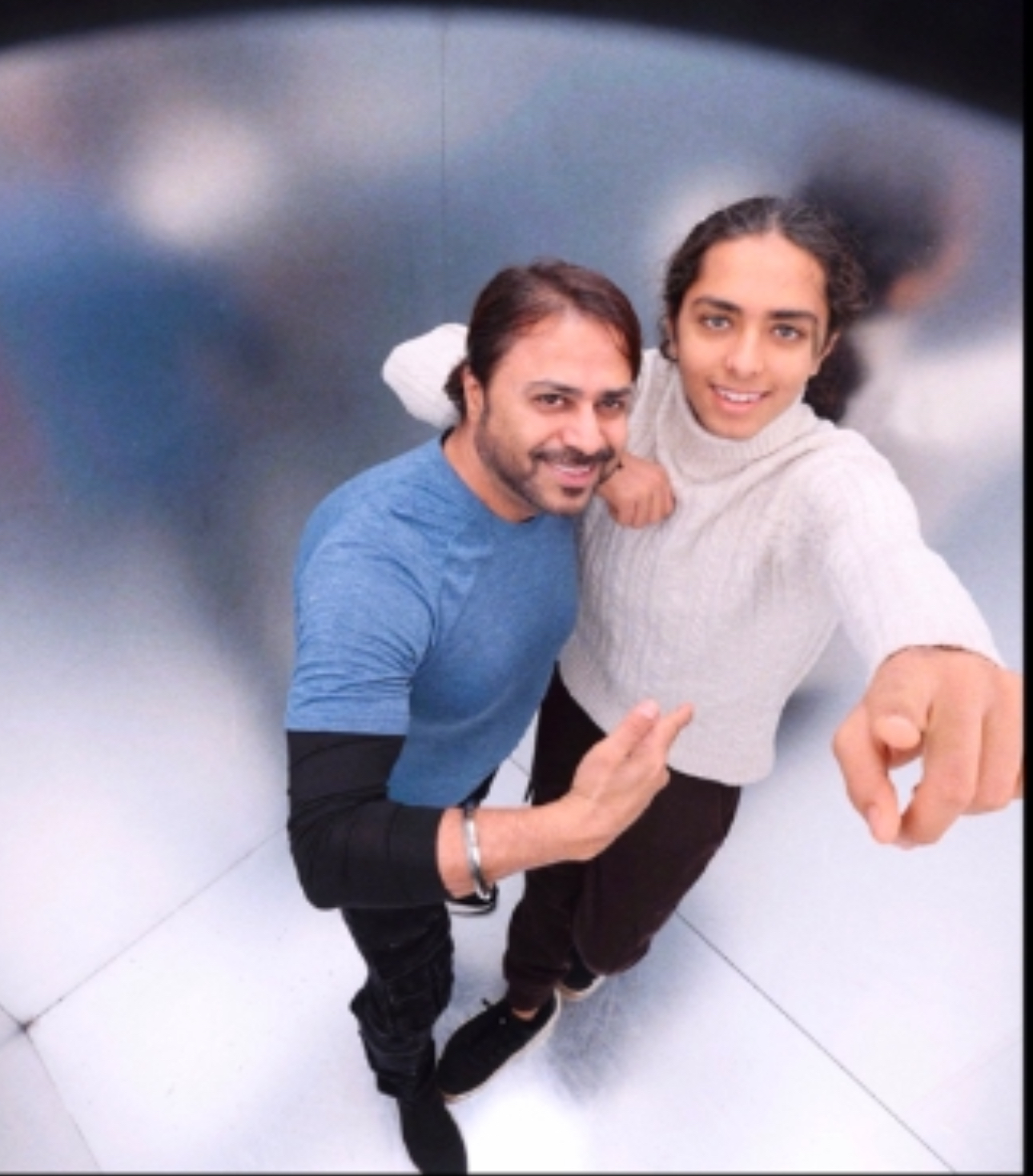 Studio portrait of Aryan Rohira with his father Sanjay Rohira